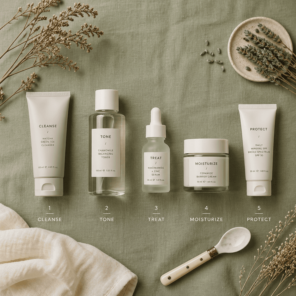 Skincare Routine Flat Lay